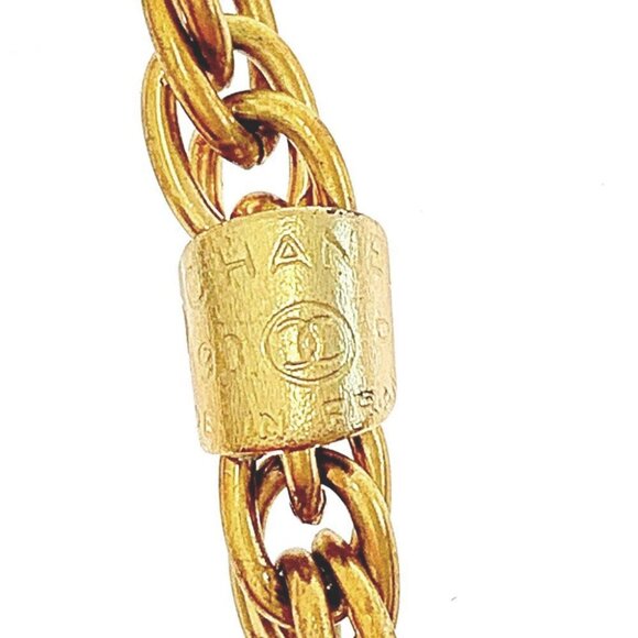 CHANEL CC Logo Pendant Necklace 17" Gold Tone 93P Auth h1132 - Picture 5 of 6